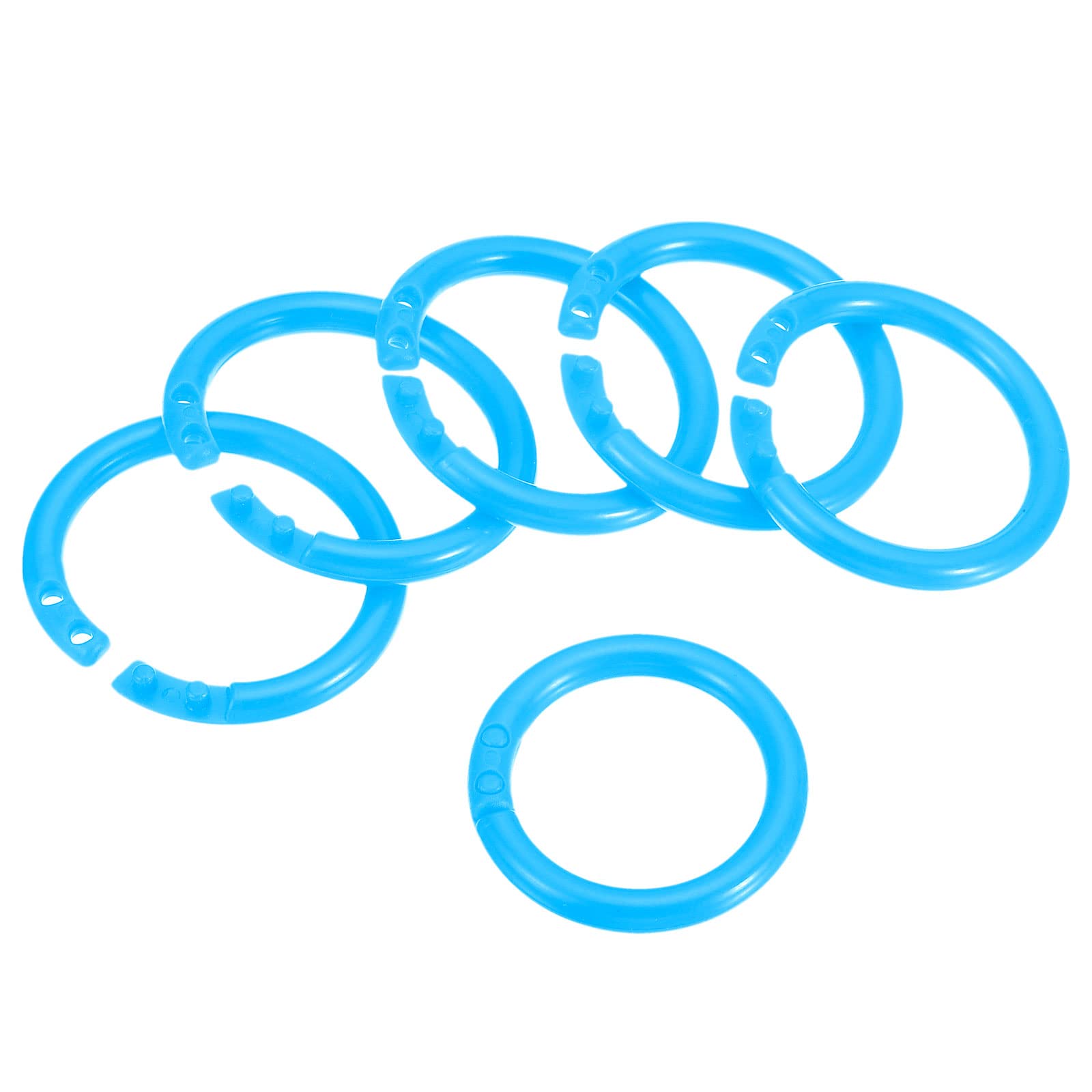 PATIKIL 1.1" OD 0.8" ID Loose Leaf Rings, 50 Pack Binder Ring Plastic for Book DIY Scrapbook Notebook Photo Album, Blue — image 1