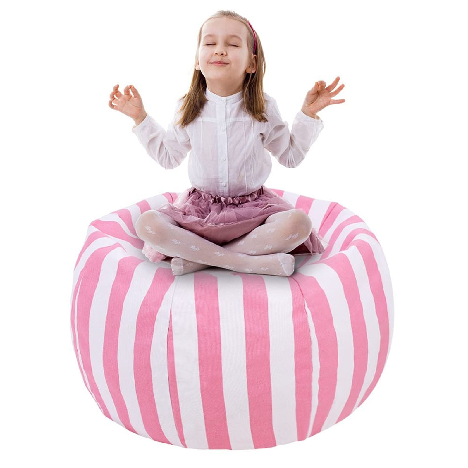 UMYMAYDO1 TOY STORAGE BEAN BAG - Cover - 38" Extra Large Toy Organizer - Stuffed Animal Organizer in Gray - Soft & Comfy Cover that Creates Cozy Lounger (Pink)