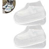 LSDWL Waterproof Shoe Covers 2 Pairs,Rain Shoe Covers Reusable Silicone Non Slip Shoe Covers for Outdoor,Rain Shoe Covers for Women and Men (Clear, Small)