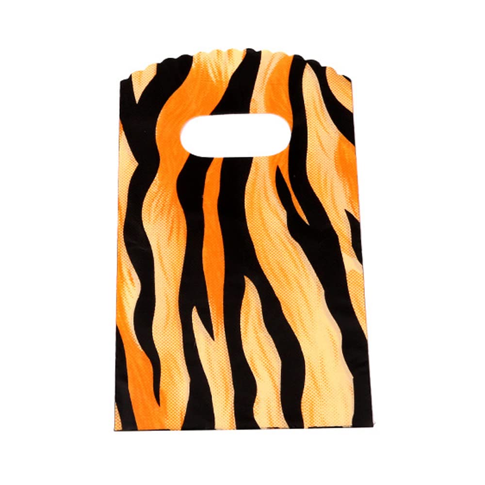 Photo 1 of Joyhey 100 Count 3.5''x5.9'' Small Plastic Merchandise Bags, Shopping Bags, Retail Bags, Gift Bags with Die Cut Handles - Tiger Print (More Patterns Available)