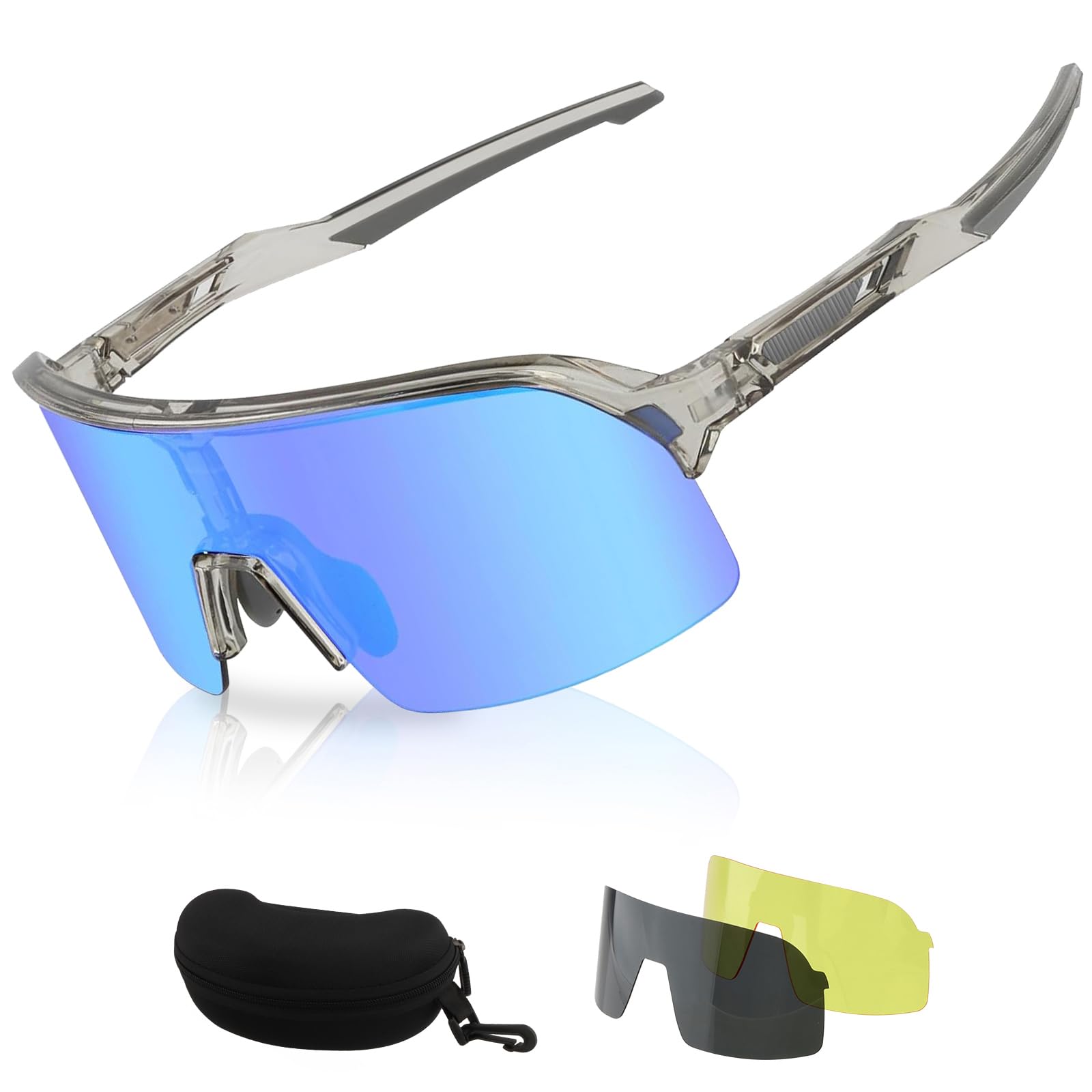 ToopMount Ski Goggles with Hard Case, Over The Glasses Snow Goggles, Anti Fog Anti Glare Adjustable Strap, for Men Women Winter Outdoor Sport, Snowboarding, Skating, Motorcycling, Cycling (VLT: 44%)