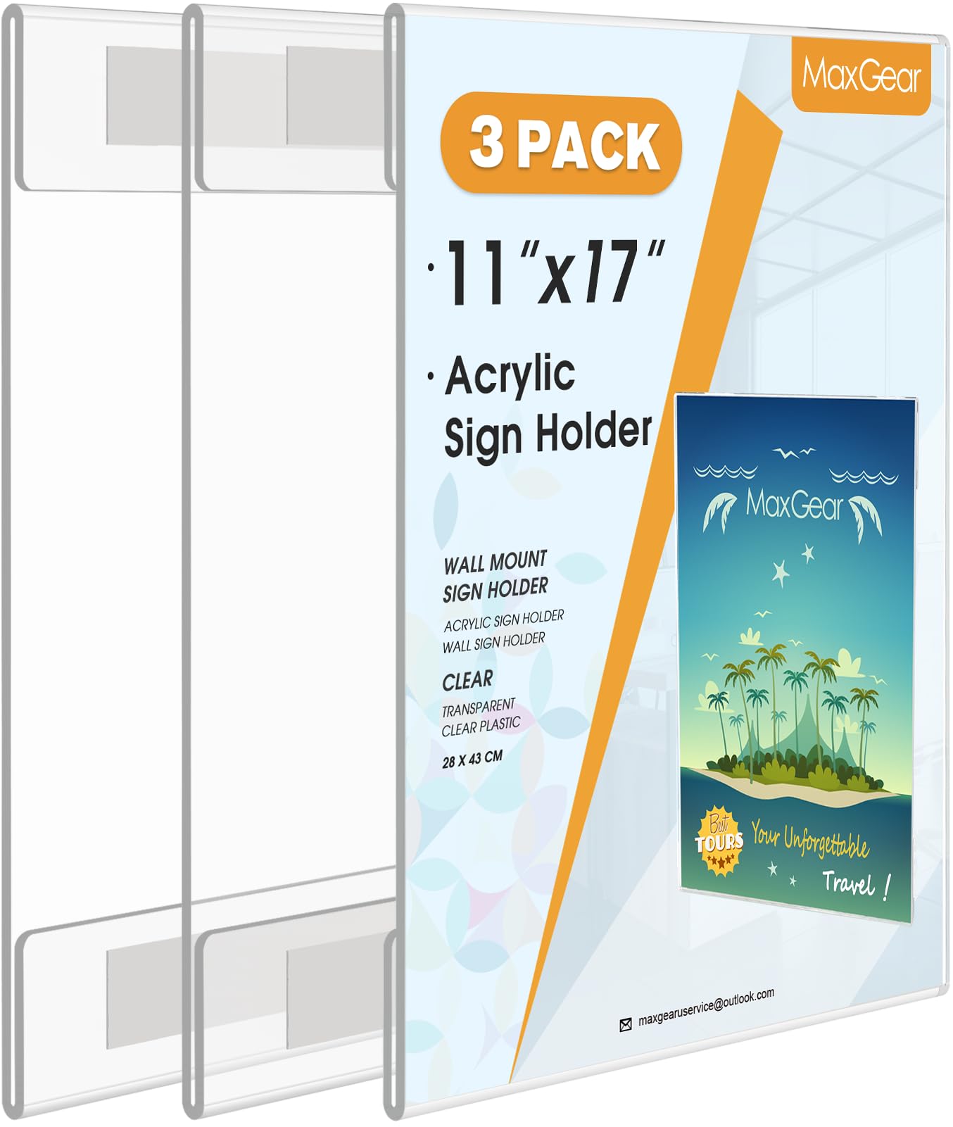 NIUBEE 20 Pack Acrylic Sign Holders - 8.5x11 Inch Clear Wall Mount Frames, Vertical