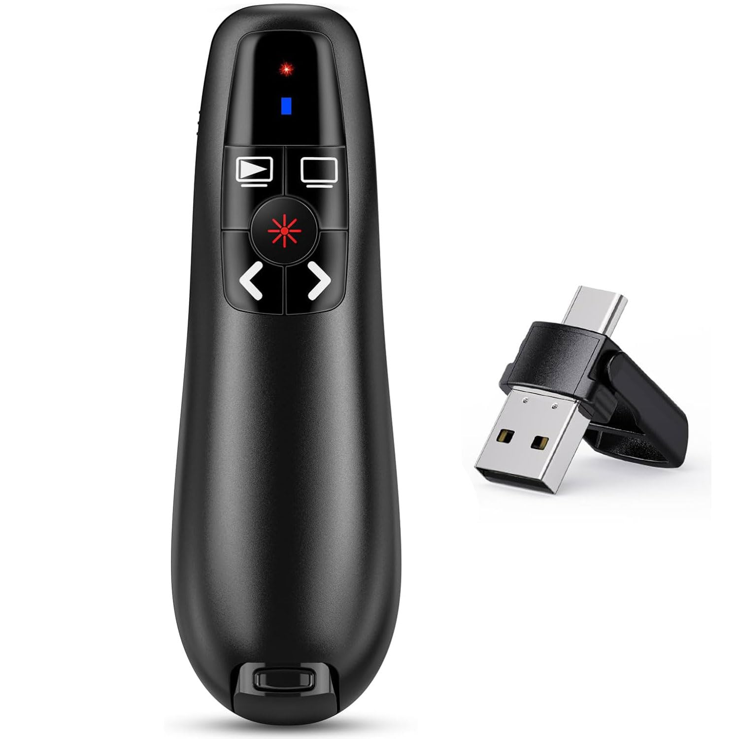 2-in-1 Type USB C Presentation Clicker for PowerPoint Presentations, 2.4GHz Wireless Presenter Remote Clicker Presentation Pointer Slide Advancer PPT Clicker for Mac Computer Laptop