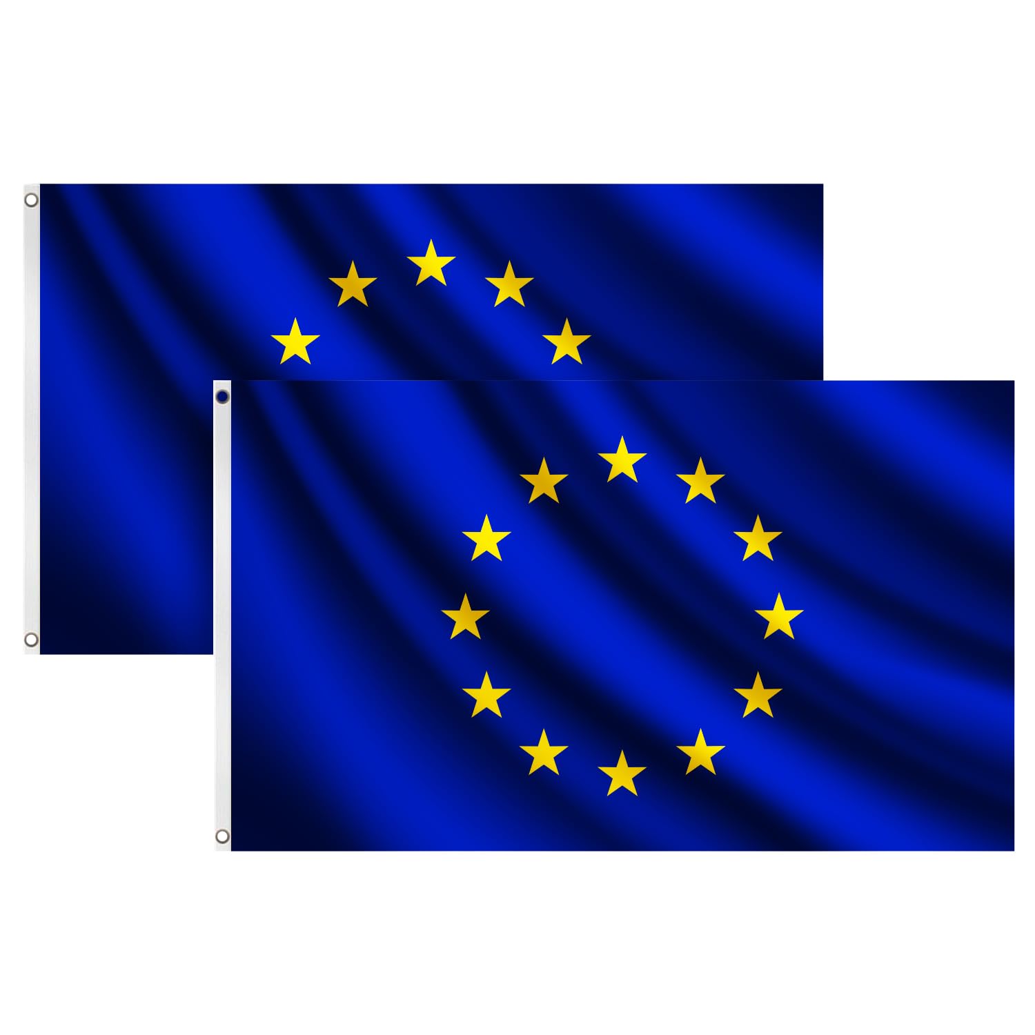 COCOSY 2 Pack Flags -3 x 5 Ft / 90 x 150 cm 100% Polyester Flag with Brass Eyelets - Weatherproof & Durable Flag for Sports & Celebrations (2 Pcs Europe)