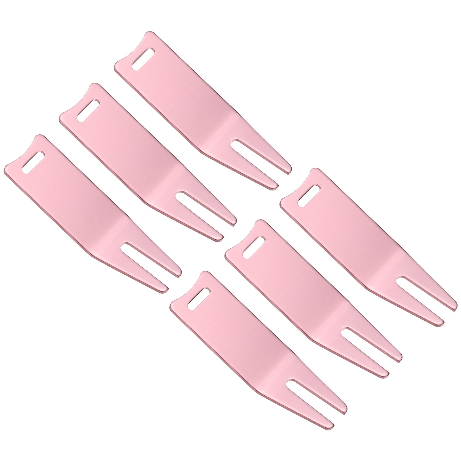 PATIKIL Metal Bending Golf Divot Repair Tool, 6 Pack Golf Divot Tool Curved Spit Golf Green Divot Fork Ball Mark Repair Tool for Golf Golfer Repairing, Rose Gold