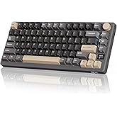 RK ROYAL KLUDGE M75 Wireless Mechanical Keyboard 2.4Ghz/BT5.1/USB-C Gaming Keyboard 75% Layout 81 Keys Gasket Mount with OLED Display & Knob RGB Backlight Hot-Swappable Light Switch, Grey
