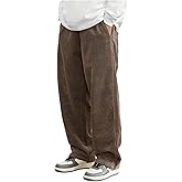 SOLY HUX Men's Corduroy Pants Casual Drawstring Elastic Waist Straight Leg Sweatpants with Pockets