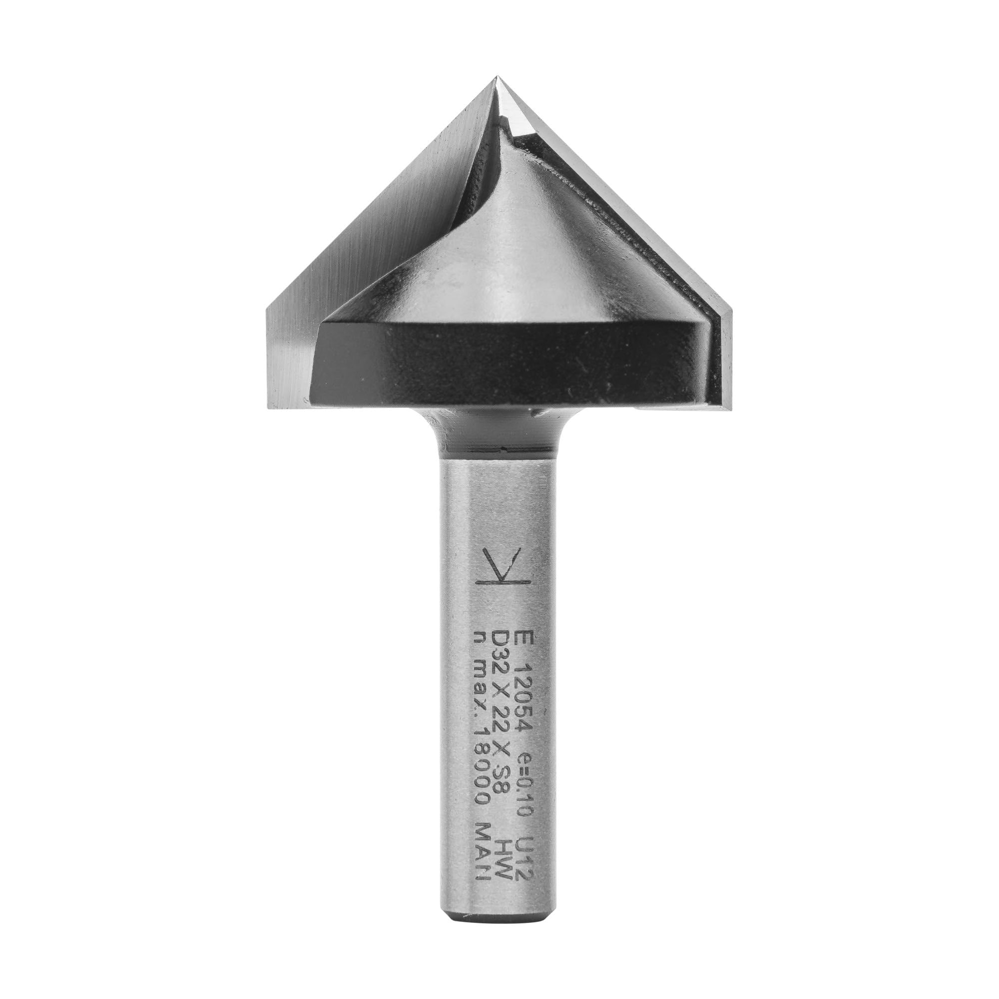ENT 12054 V-Groove-Cutter and Engraving Cutter TC Shank (S) 8 mm, Diameter (D) 32 mm, NL 22 mm, E 90°, SL 32 mm