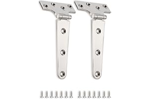 Turnirace 316 Stainless Steel 6 in x 3 in T Hinges, Marine Grade Heavy Duty Hinges with Screws for Hatch, Yacht, Gate, Door, Fence, Barn, Cabinets, Windows (2 Pack)