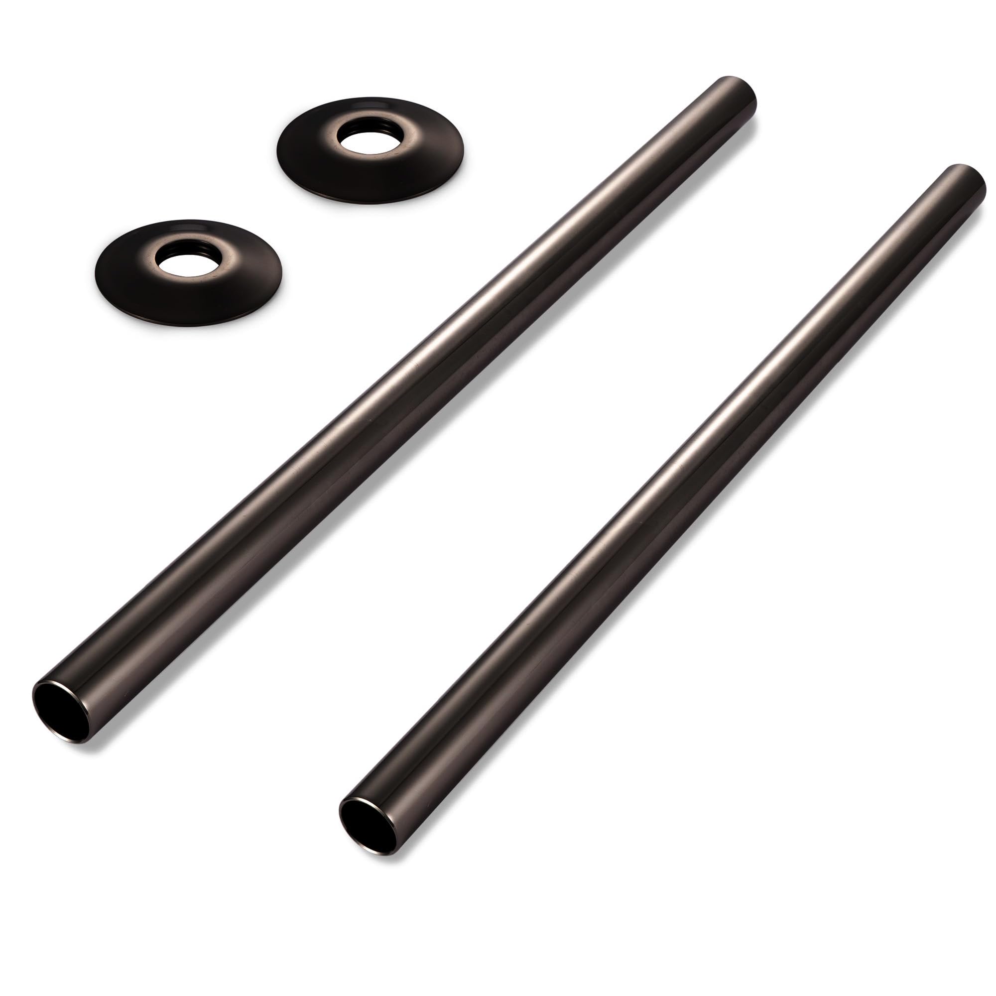 VANCOCO 2Pcs 300mm×15mm Radiator Pipe Sleeves, Black Nickel Radiator Collars Cover Pair Radiator Pipe Covers