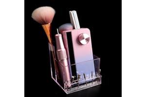 ANGNYA Nail Drill Holder Grinding Bit Storage Box, 10 Holes Transparent Nail Drill Bit Holder Plastic Nail Drill Tool Organizer Manicure Tools Display Box for Nail Tech Supplies(Pink)