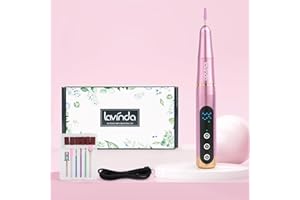 Lavinda Portable Electric Nail Drill,35000 RPM Professional Nail File Kit for crylic, Gel Nails, Manicure Pedicure Polishing Shape Tools Design for Home Salon Use, Pink