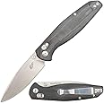 Eafengrow EF966 Folding Knife D2 Blade Micarta Handle with Pocket Clip EDC Tactical Knife thumb knobs Axis Lock EDC Multitool Knife (BLACK)