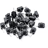 mxuteuk 50pcs Black Latching Mini ON/Off Switch Self-Lock Micro Push Button Switch DC 30V 1A for Light Lamp Wall Outlet DIY SMD Flashlight Type BK-1208