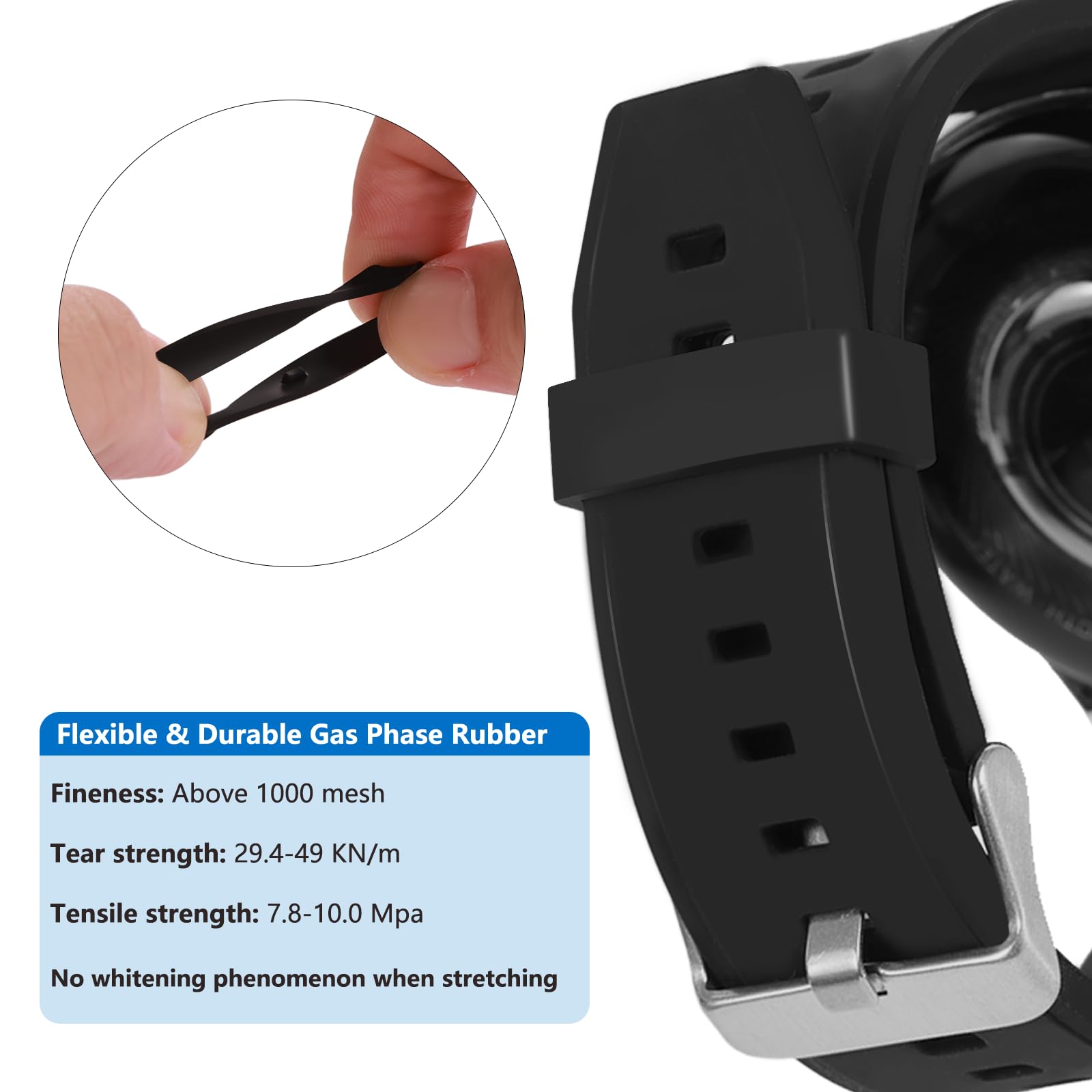 Vnsuyo 6 Pcs Watch Band Keepers, 16mm/18mm/20mm/22mm /24mm/26mm Watch Strap Holder Loops Retainer, Black Silicone Watch Band Fastener Rings Replacement Parts for Smart Sport Watches