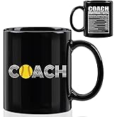 CFGBFDGH Coach Gifts Office Coffee Mug, Softball Ceramic Cup with Handle, Softball Gifts for Boyfriend Men Coach, Him, Sports Coaches, Dad, Christmas Birthday Gift 11oz Black