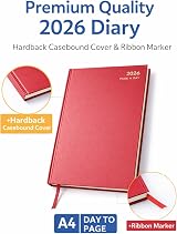 1ABOVE 2026 A4 Day-to-Page Diary Premium Hardback Red view 7