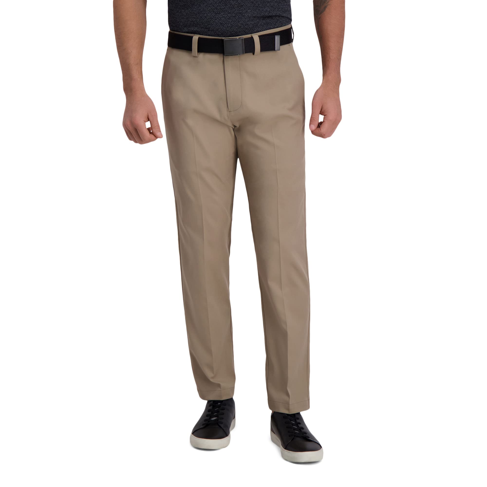 Haggar Men's Cool Right Performance Flex Stria Straight Fit Flat Front Pant Image