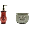 Tuscany Colorful Hand Painted Fleur De Lis Canisters, Set of 4, 82001 By ACK 10x14x15 = 8 (SOAP DISPENSER AND SPONGE HOLDER)
