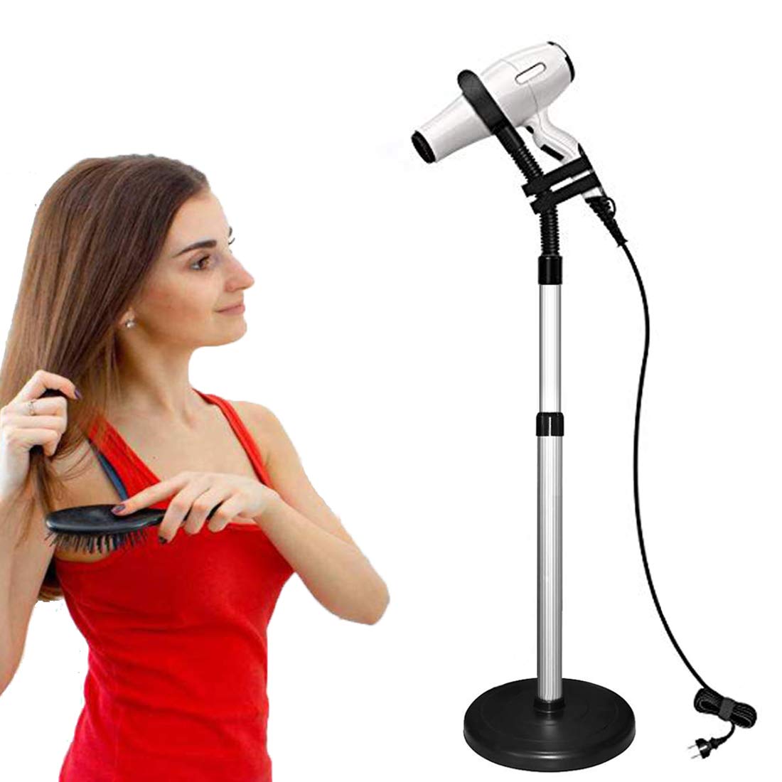 Photo 1 of HLGOLDLUO Hair Dryer Stand, 360 Degree Rotating Lazy Hair Dryer Stand Hand Free With Heavy Base, Hands-Free Blow Dryer Holder Countertop, Adjustable Height Holder