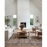 Loloi Amber Lewis Billie Collection, Ink & Salmon 7'-6" x 9'-6" Area Rug – Antique & Distressed Accent Rugs for Living Room, 