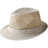 SIQITECHNO Mesh Summer Fedora Hat Summer Beach Panama Hat Short Brim Mesh Trilby Hat for Women Men