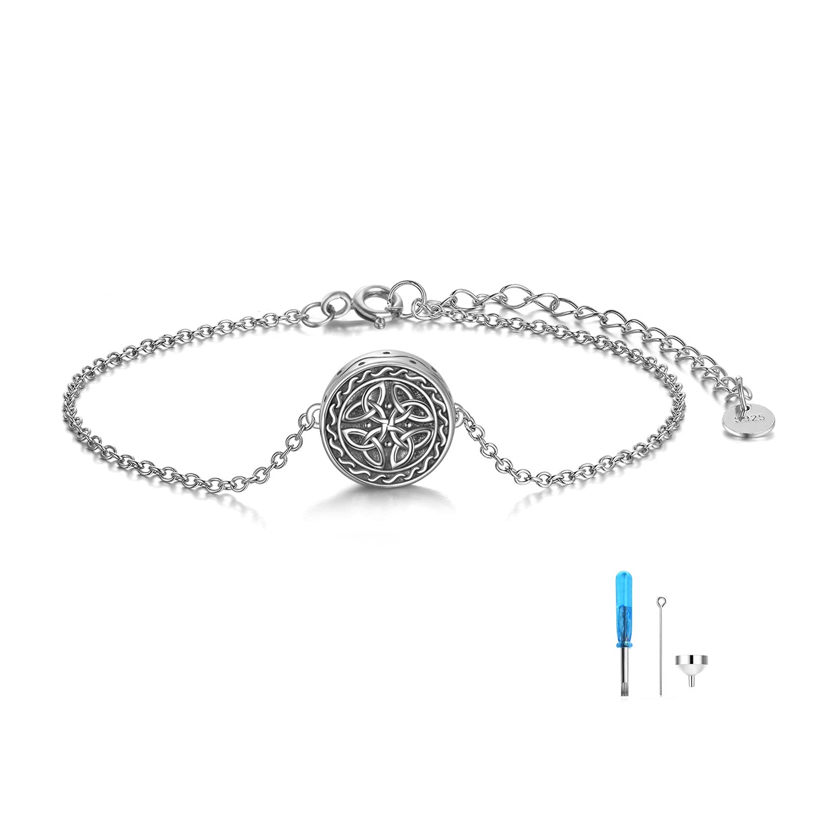 YFN Celtic Knot Urn Bracelet Sterling Silver Ashes Bracelet Creamation Keepsake Jewellery for Women Men