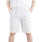 CAMLAKEE Boys Stretch Pull On Chino Shorts Kids School Uniform Youth Shorts