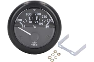 Klanata 2 52mm VDO Automotive Water Temperature Gauge, 24V Engine Oil and Coolant Temperature Monitor for Vehicles (12V)