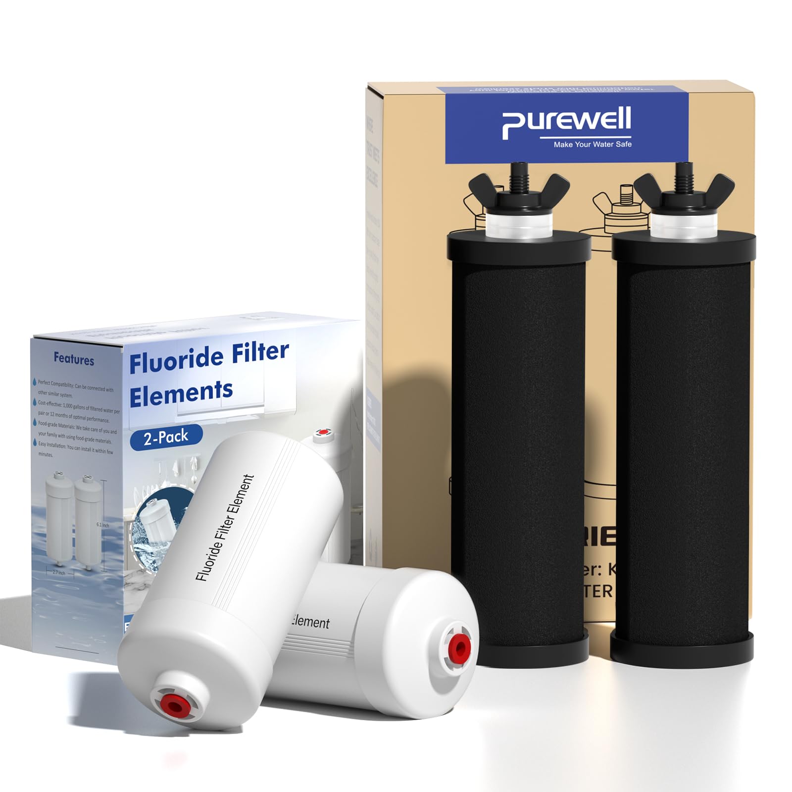 Photo 1 of Purewell 8-Stage PF-3&FL-2 Purification Elements Set, Replacement Filters for ProOne® and Berkey® Filters, ProOne® Big+ or Berkey® Big+ Water Filter System and Purewell System (4 Pack, K Series)