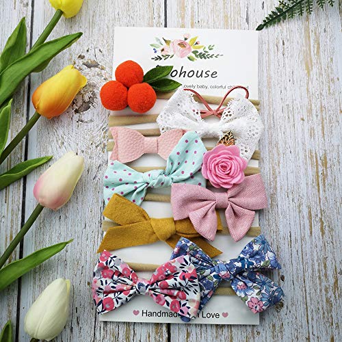 10 Pack Baby Girl Headbands and Bows Nylon Hairbands Hair Bow