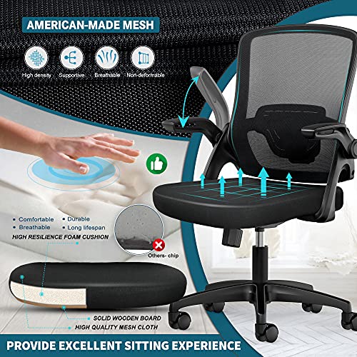 Funria Mid Back Mesh Office Chair Ergonomic Swivel Black Desk Chair
