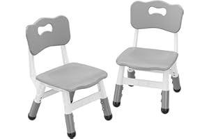 GAOMON Kids Chair Set of 2, 3 Level Height Adjustable Kid Chair, Plastic Toddler Chairs for Children Boys Girls Age 2-6, Suitable for Home Family Classroom Nursery Indoor Use, Grey