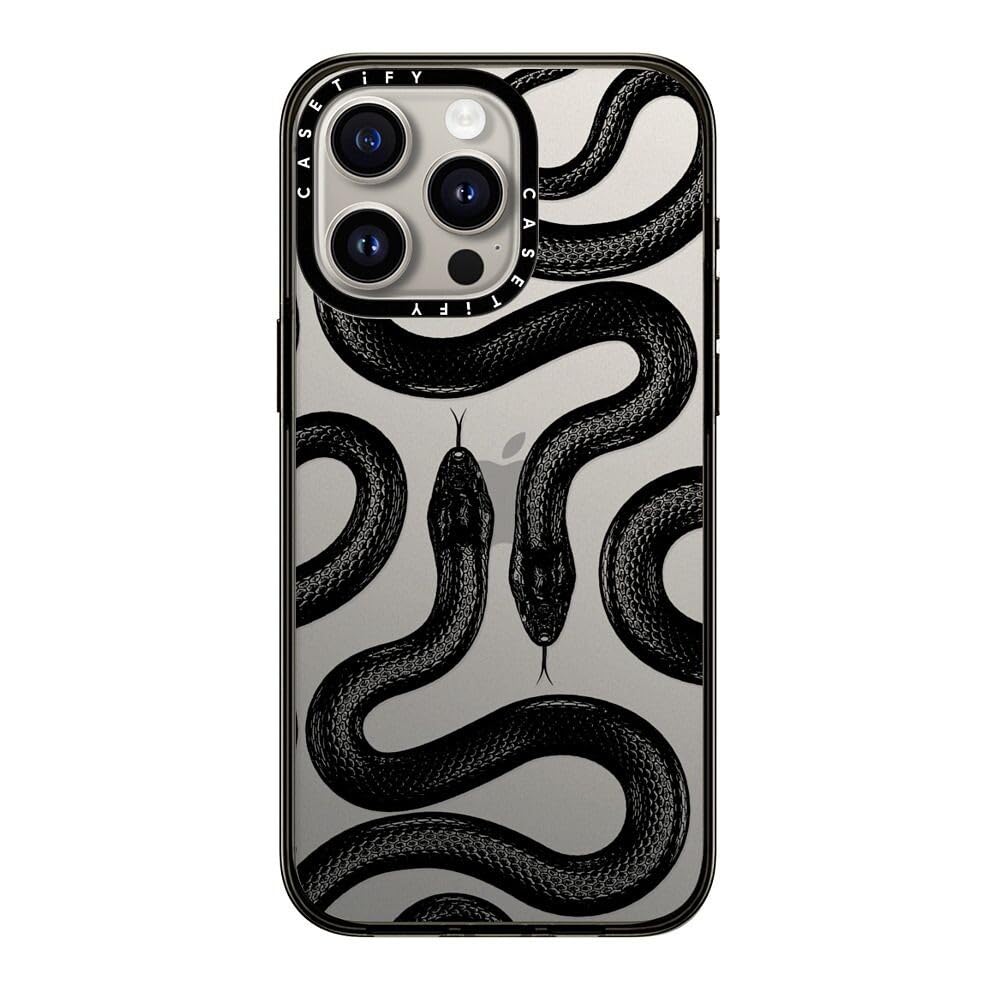 CASETiFY Compact Case for iPhone 15 Pro Max [2X Military Grade Drop Tested / 4ft Drop Protection] - Black Kingsnake - Clear Black — image 1