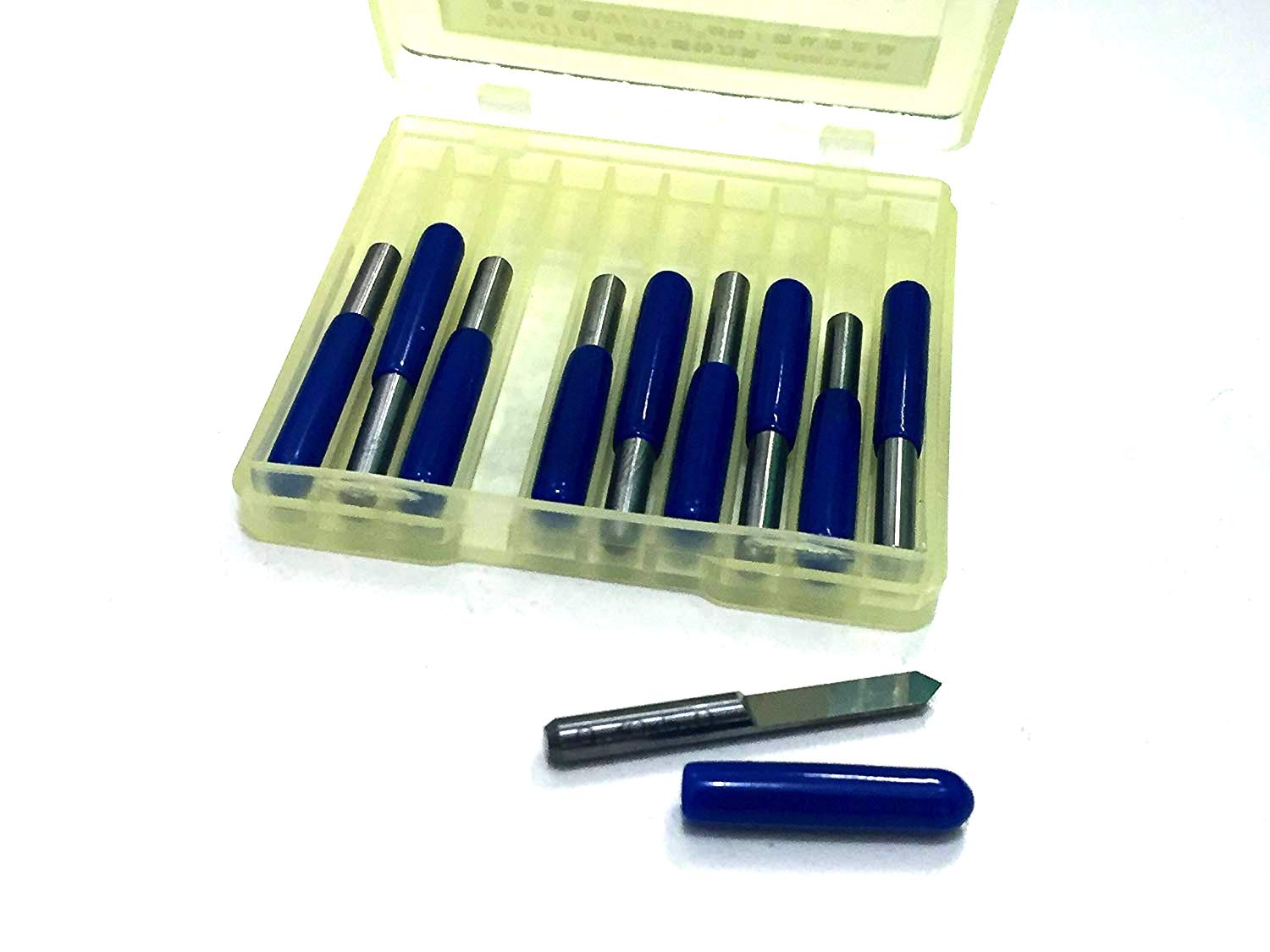 VEDA 90 Degree 0.1mm Silver Carbide Milling Cutter Round Bottom PCB Engraving Bits CNC Router Tool Pack of 10