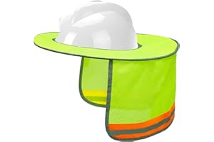 Topbuti Hard Hat Sun Shield Full Brim Mesh Sunshade, High Visibility Reflective Hard Hat Sun Shade Neck Protection for Hard Hat Accessories