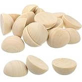 uxcell 80Pcs Half Wood Balls, 30mm/1.2inch Natural Color Wooden Split Balls Bulk Unfinished Half Sphere Ornaments for Crafts DIY Projects Party Decoration