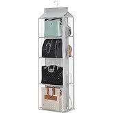 Remittur 8 Grids in 1 Pack Hanging Purse Handbag Organizer with Double Zippers, Visible Purse Organizer for Closet, Fully Enclosed Handbag Storage Holder, Hanging Closet Organizer for Bags