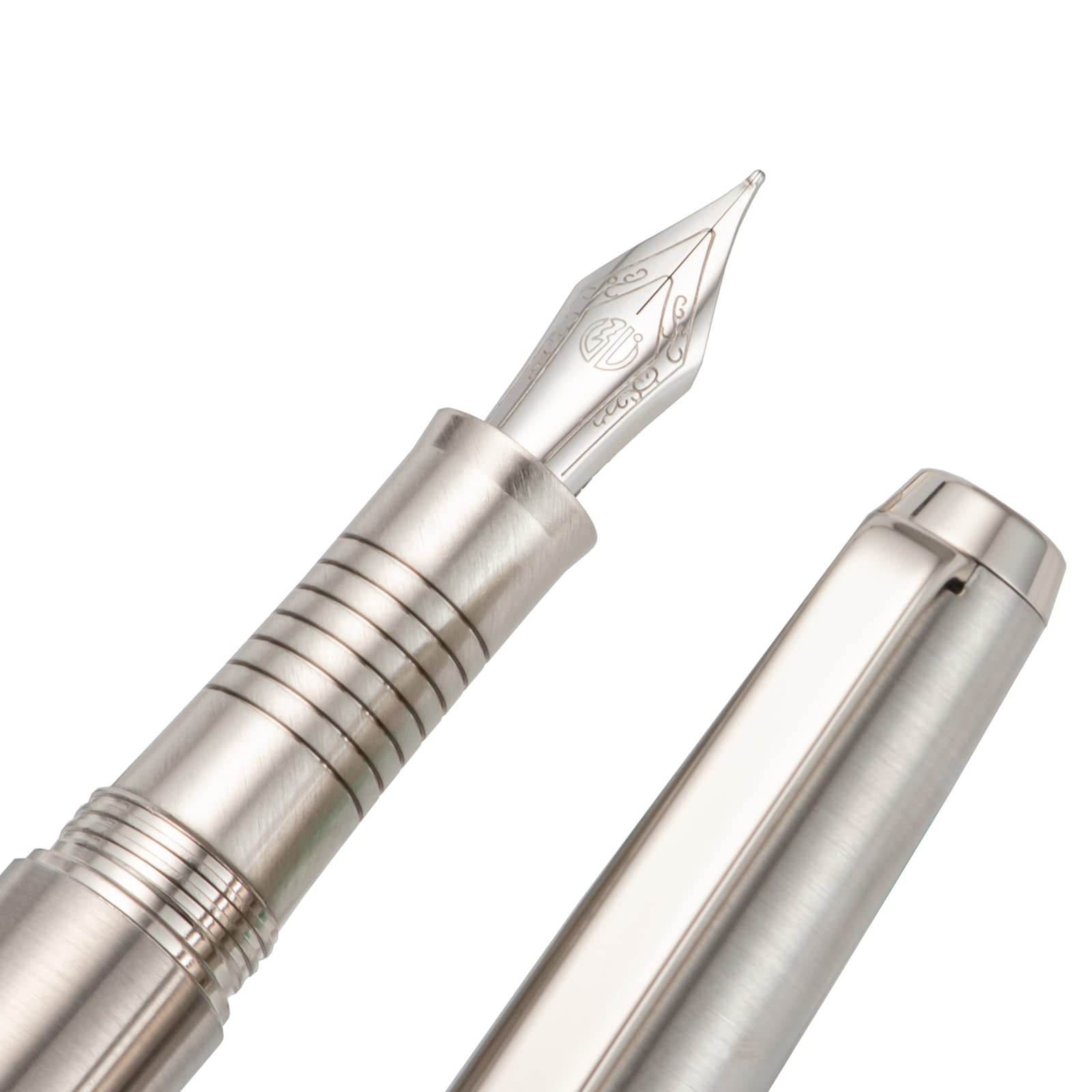 HongDian Stainless Steel Fountain Pen Iridium Fine Point with Converter and Metal Pen Box