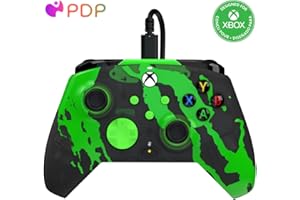 PDP Gaming REMATCH GLOW Enhanced Wired Gaming Controller: Licensed Gamepad for Xbox Series X|S, Xbox One, Windows PC, Mappable Back Buttons, Advanced Customizable App - Jolt Green (Glow in the Dark)