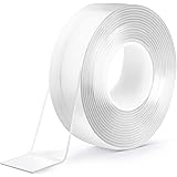 Laufary Double Sided Tape Heavy Duty(9.85FT), Multipurpose Traceless Removable Adhesive Nano Gel Grip Tape, Sticky Carpet Tap