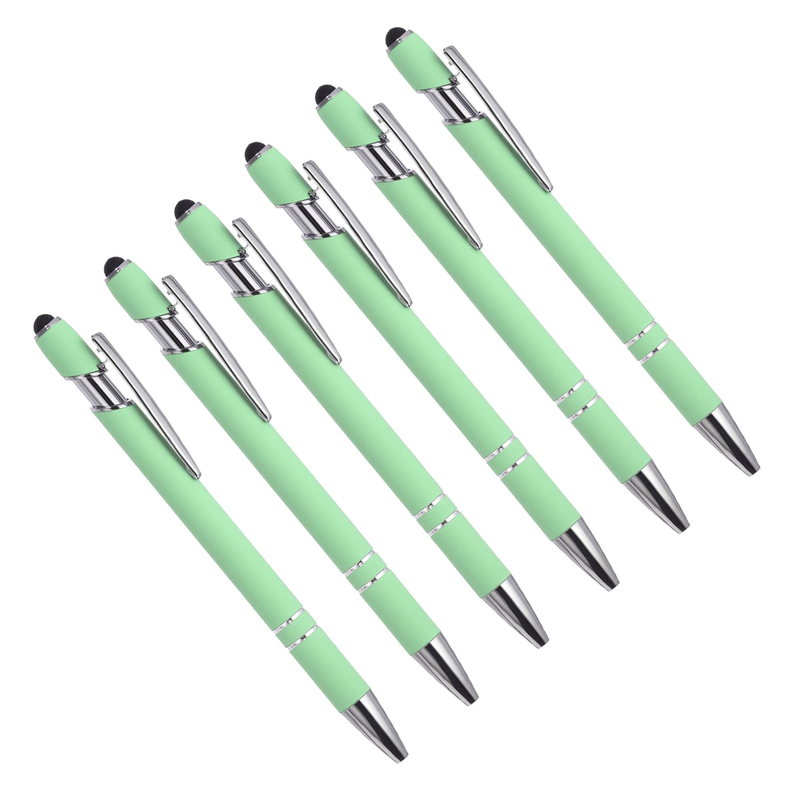YOKIVE 6 Pcs Ballpoint Pen with Stylus Tip, 2 in 1 Black Ink Metal Stylus Pen 1.0mm Medium Point Style 1, Great for Touch Screens, Office, Studios (Green)