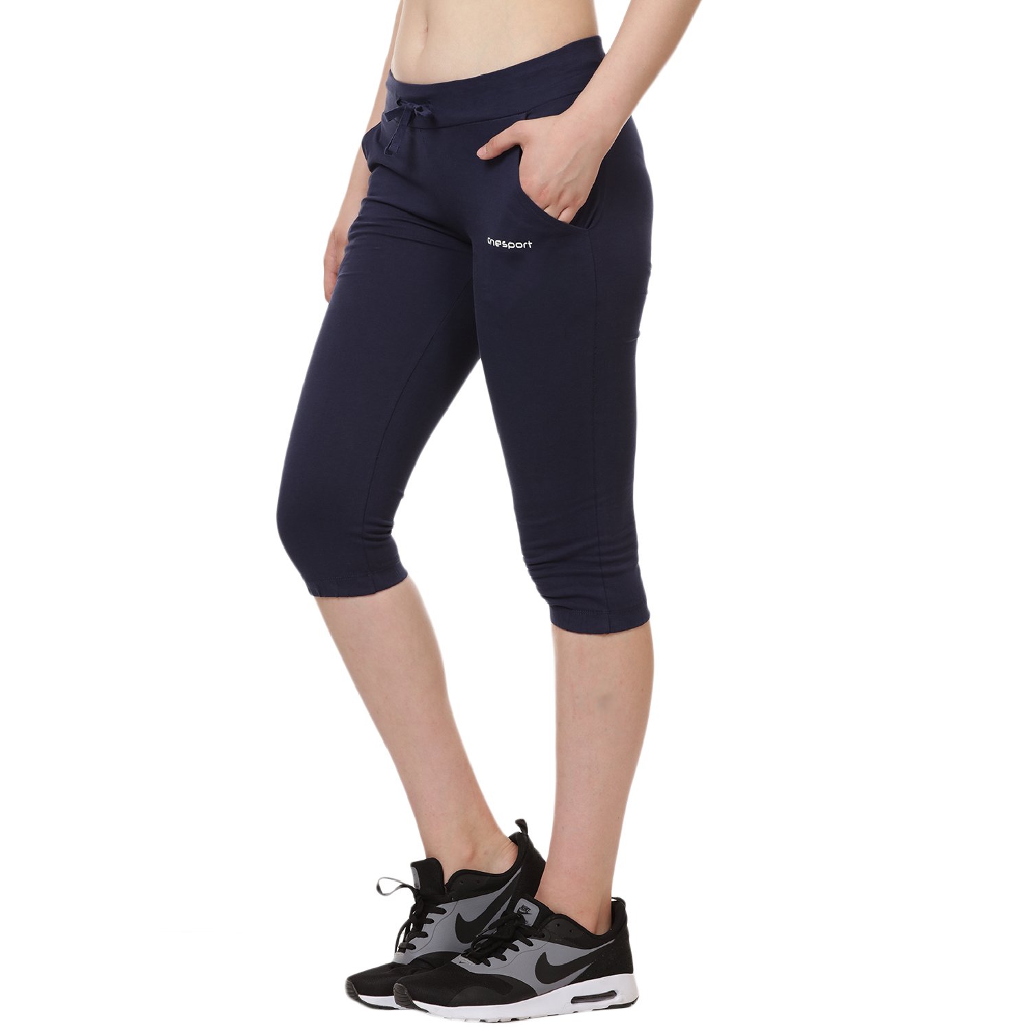 onesport navy slim fit sports capri for women