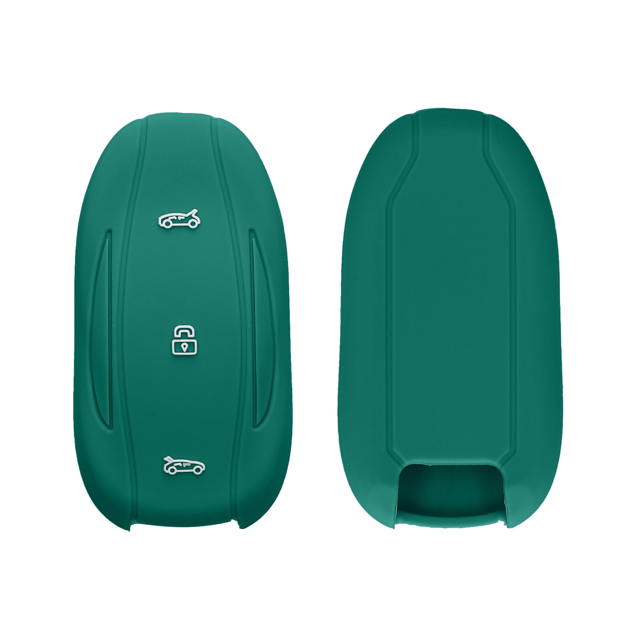 kwmobile Key Cover Compatible with Tesla Model S/Model Y/Model 3 - Soft Silicone Car Key Fob Holder Protector Case - Petrol