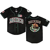Wenhbeirg Youth Mexico Jersey #7 Blank Button Down Short Sleeve Stitched Boys' Baseball Shirts Kids Size XS-XL