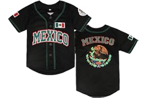 Wenhbeirg Youth Mexico Jersey #7 Blank Button Down Short Sleeve Stitched Boys' Baseball Shirts Kids Size XS-XL