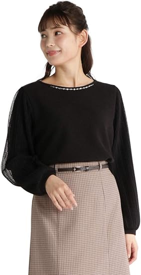 Amazon トップス レディース 長袖 きれいめ 袖レース 秋 冬 Honeys ハニーズ 袖チュールプルオーバー Web限定llサイズ有 Tシャツ カットソー 通販