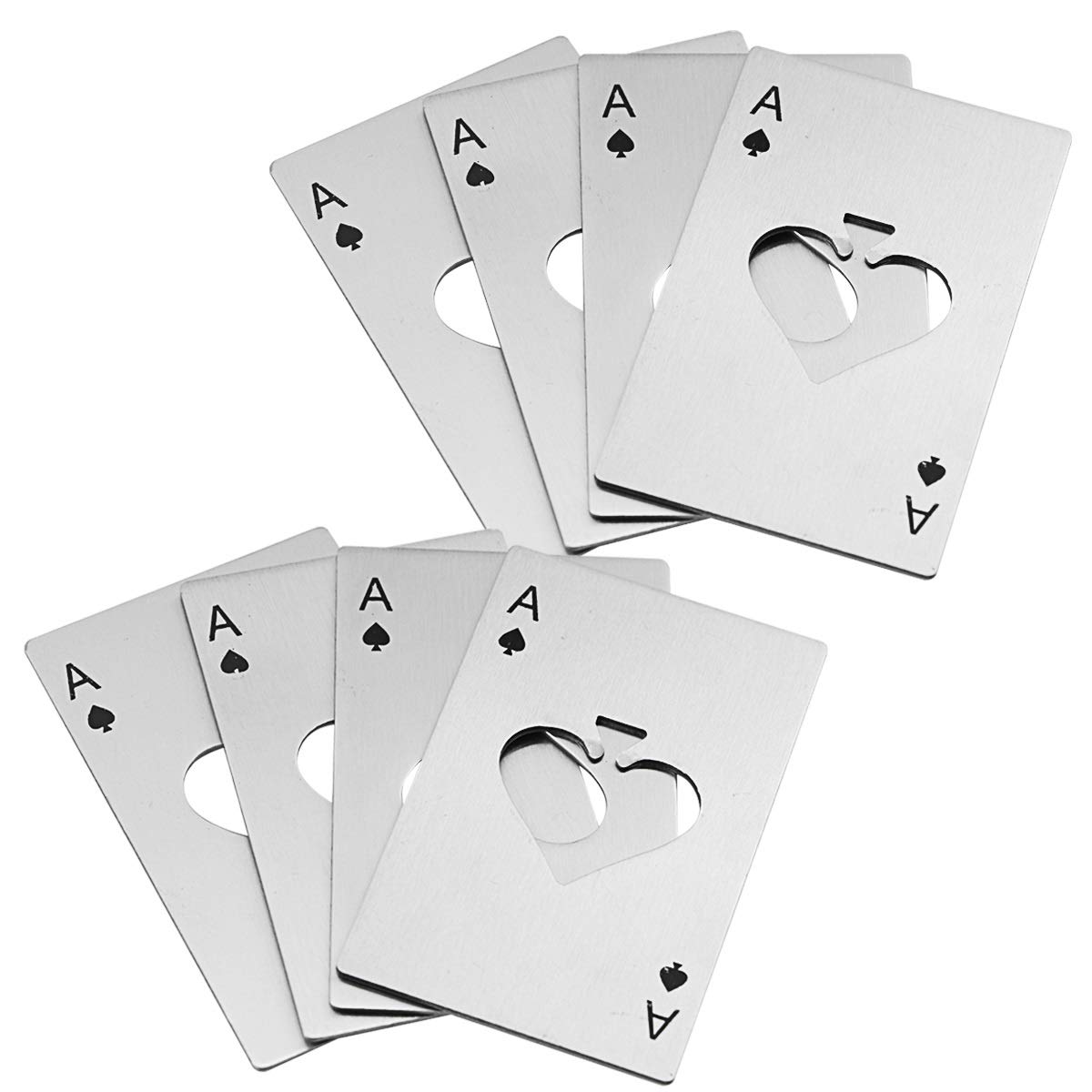 BeautyMood 8pcs Bottle Opener , Stainless Steel Credit Card Size Casino Bottle Opener for Your Wallet , Beer Bottle Opener
