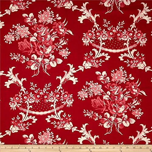 Rustic Blush Toile Cotton Quilt Fabric Floral