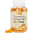 Turmeric Gummies with Black Pepper & Ginger for Best Absorption, 95% Curcuminoids Tumeric Curcumin Gummy, Nature's Herbal Extract Joint Support Supplement, Vegan Non-GMO, Peach Flavor - 120 Gummies